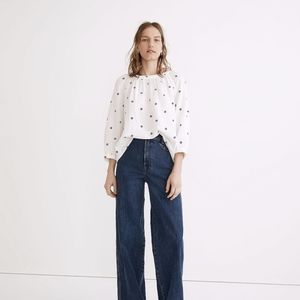 Madewell white and blue cotton top